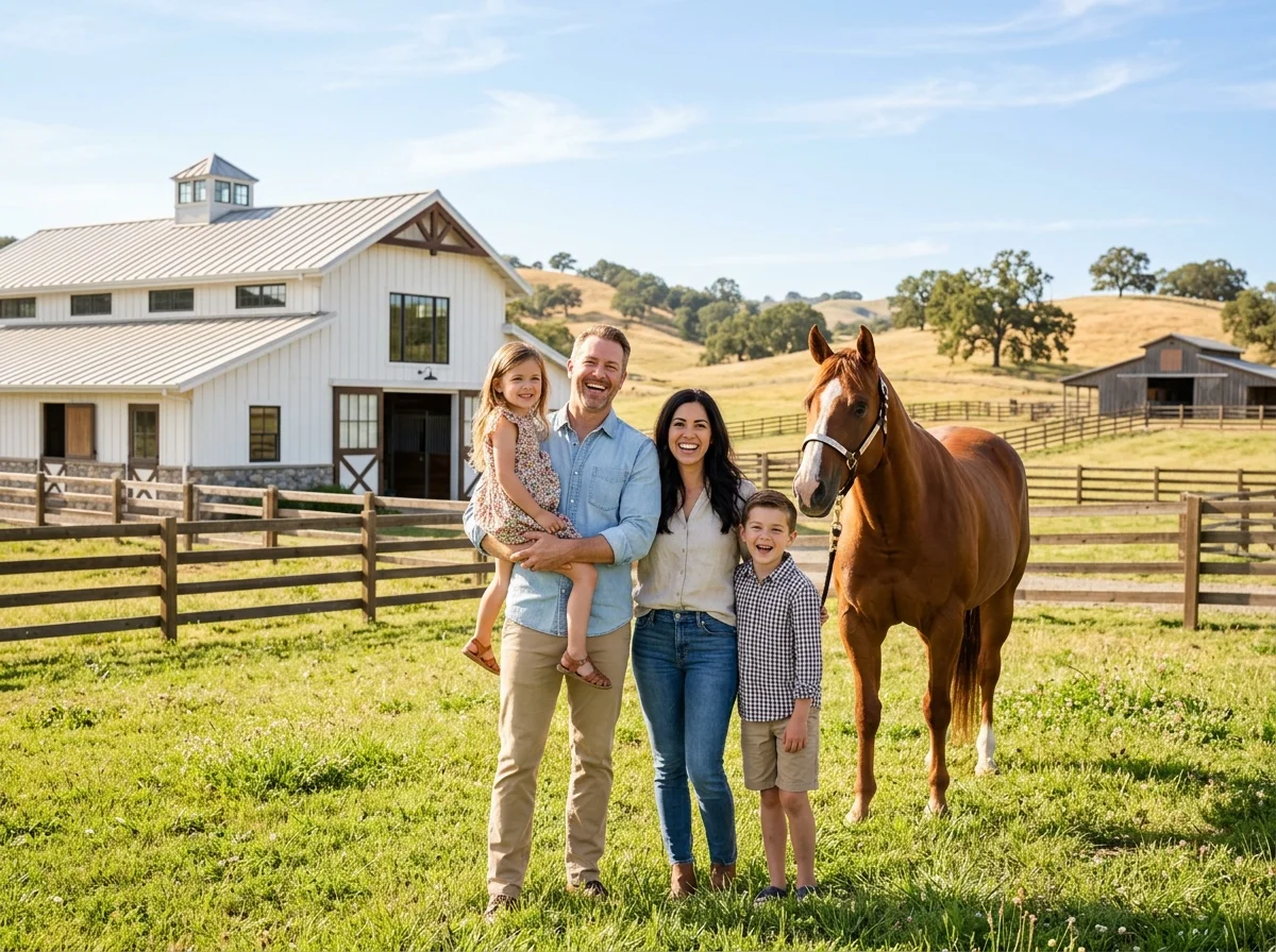 Happy family at their Southern California home with Carol Anderson