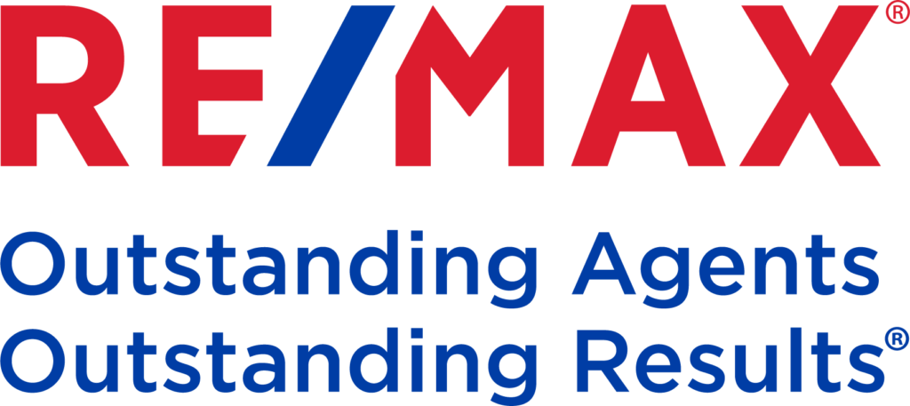 RE/MAX logo with the slogan "Outstanding Agents, Outstanding Results" in red and blue text on a white background.