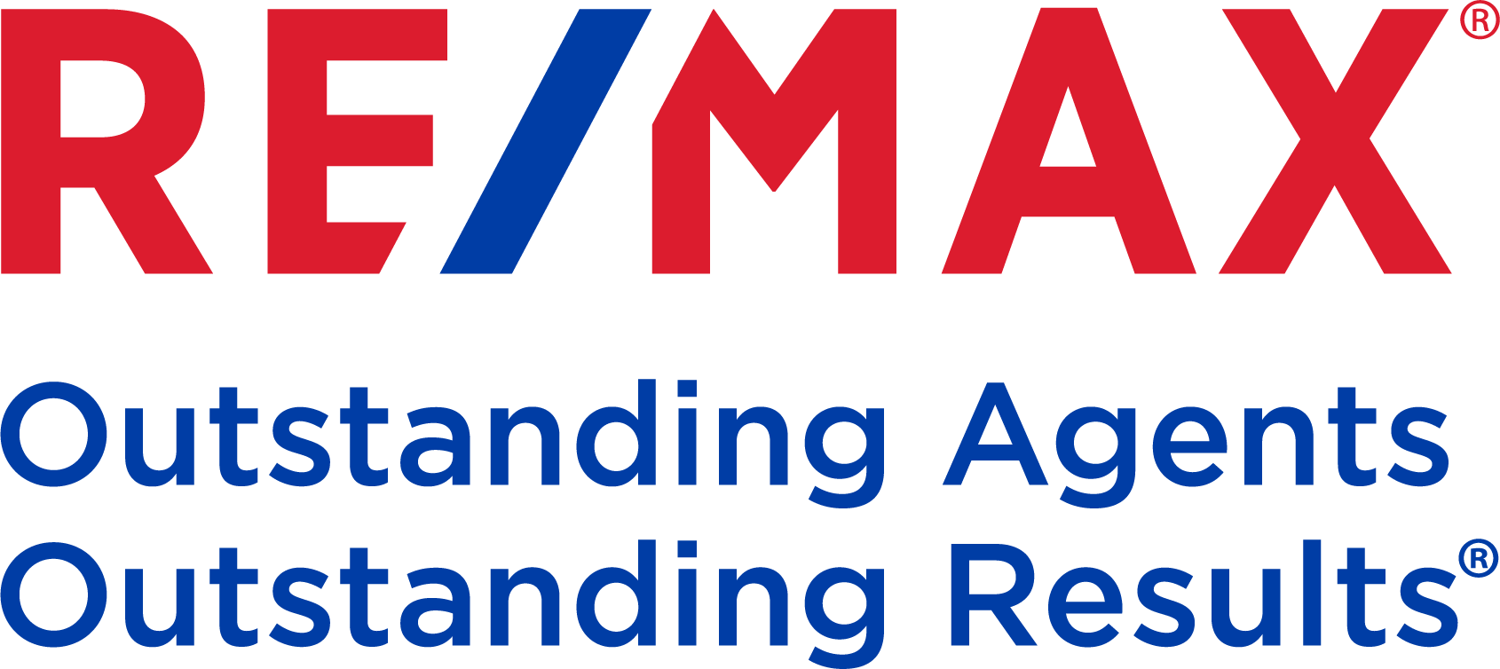 RE/MAX logo with the slogan "Outstanding Agents, Outstanding Results" in red and blue text on a white background.